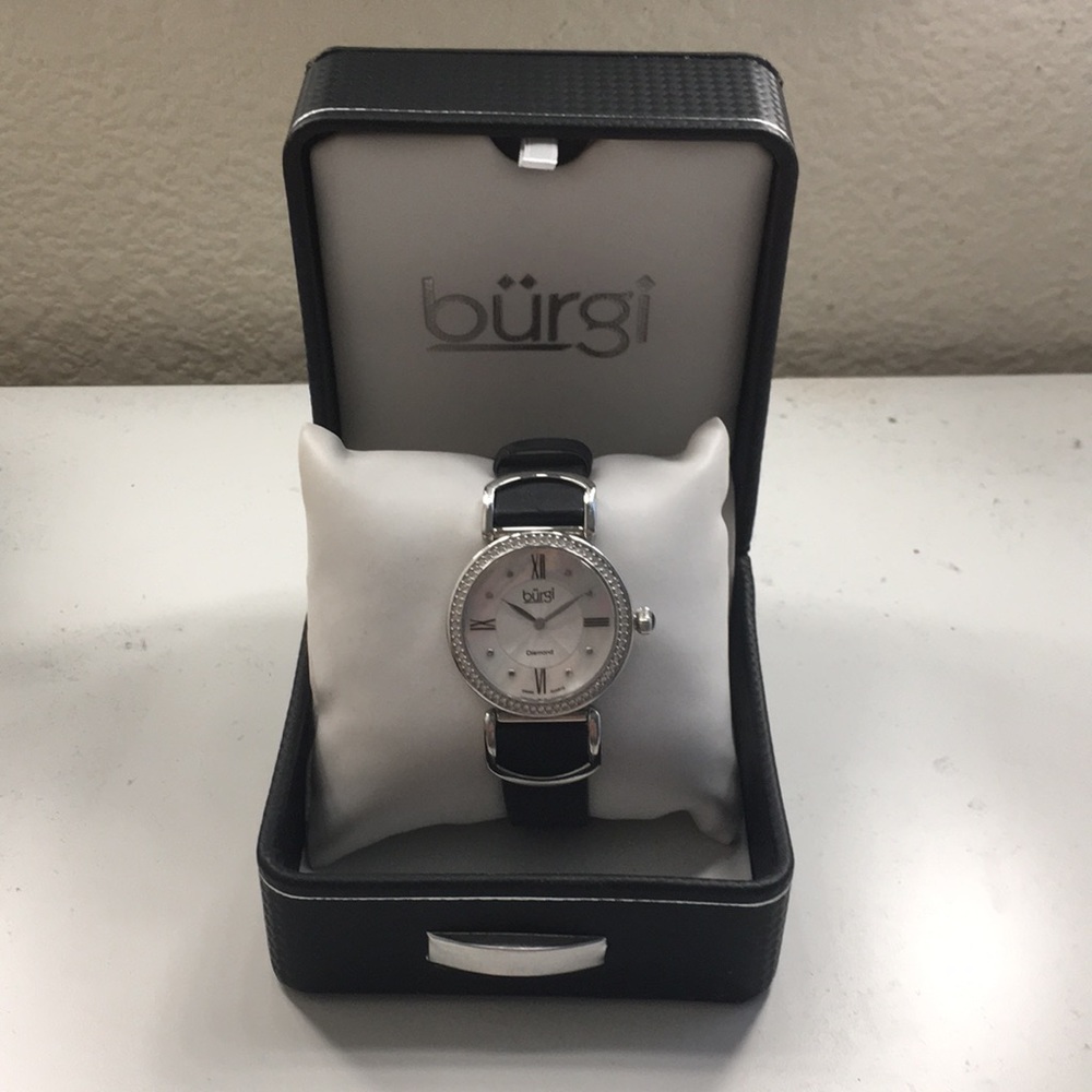 bürgi Black Leather Watch